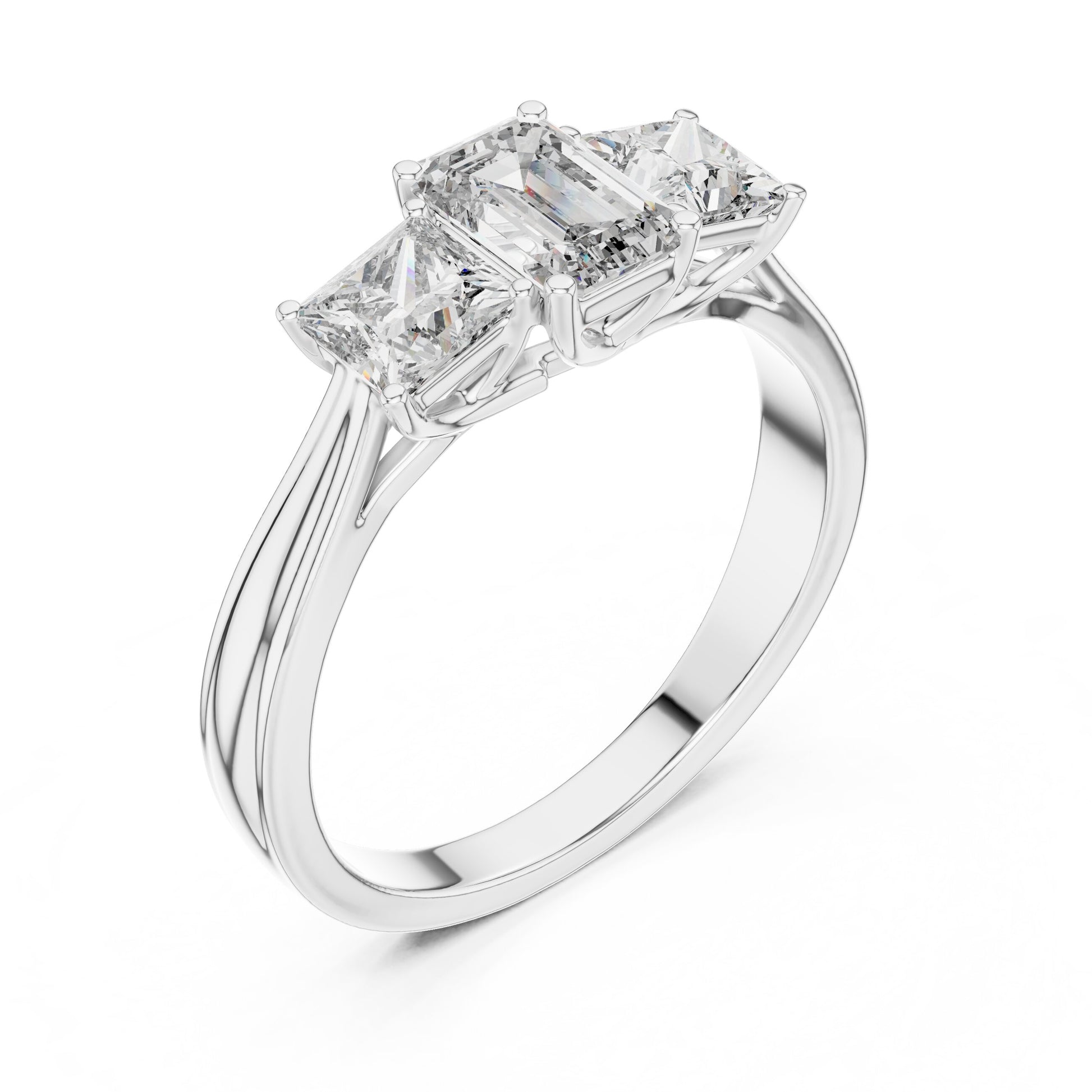 Round Three Stone Lab Grown Diamond Ring