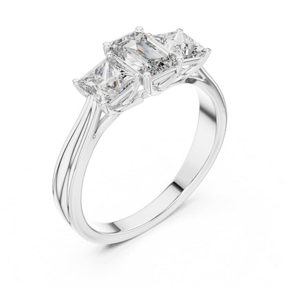 Round Three Stone Lab Grown Diamond Ring