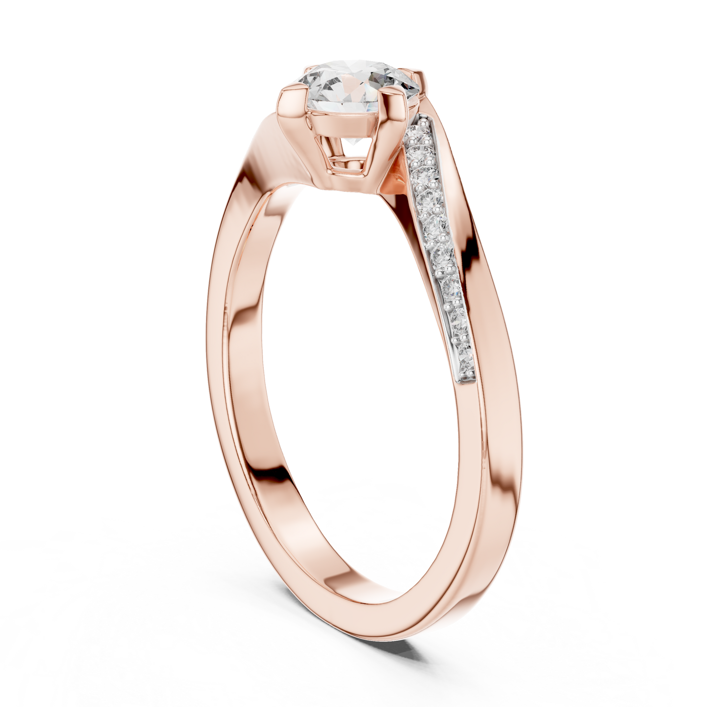 Round Side Stone Lab Grown Diamond Ring