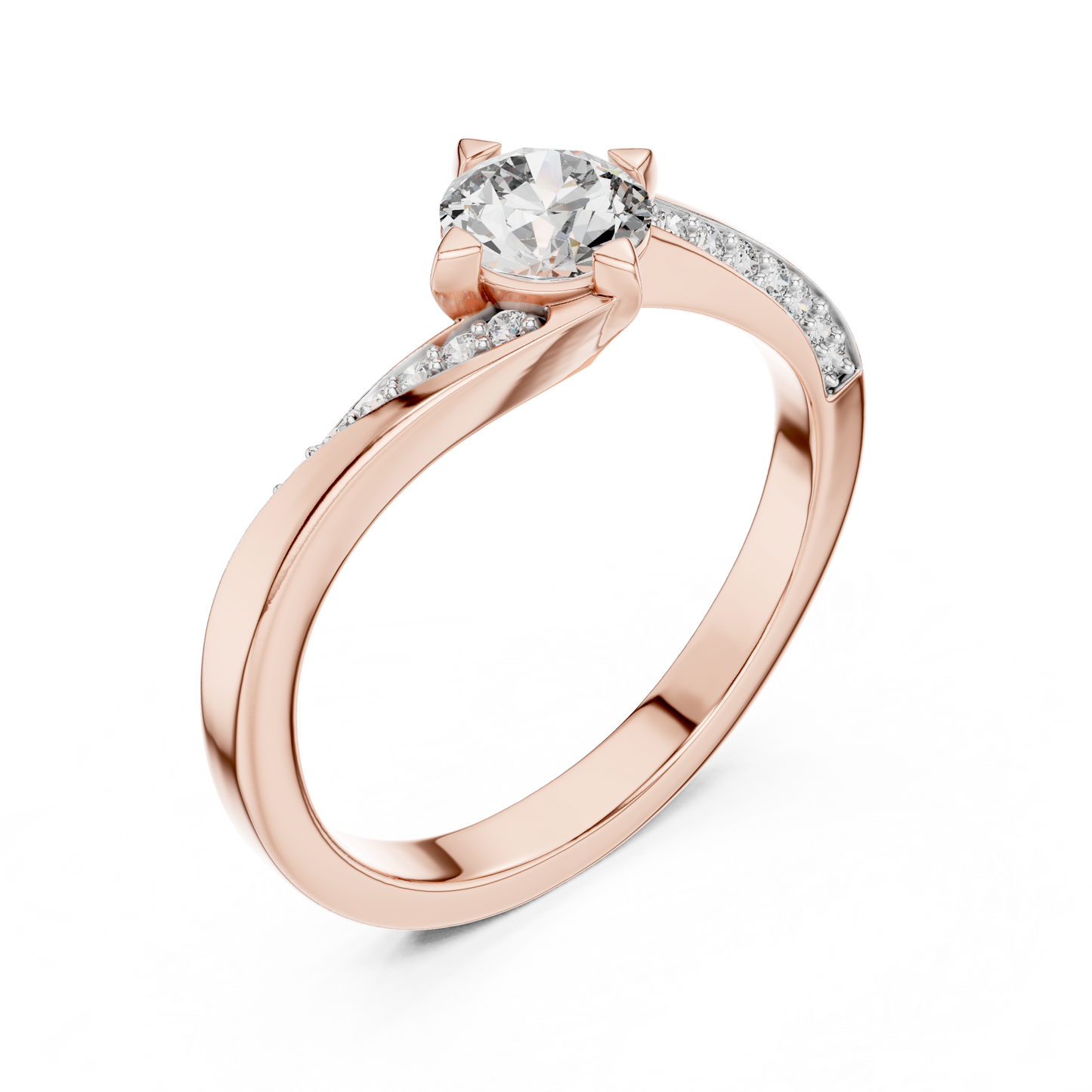 Round Side Stone Lab Grown Diamond Ring