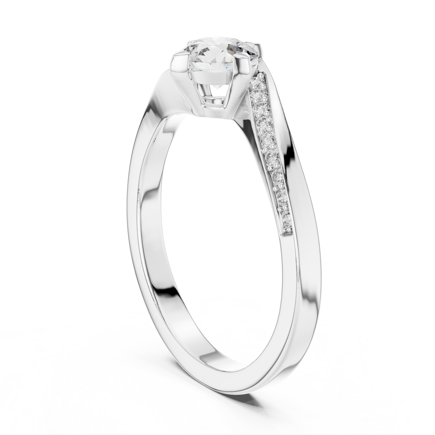 Round Side Stone Lab Grown Diamond Ring