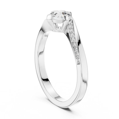 Round Side Stone Lab Grown Diamond Ring