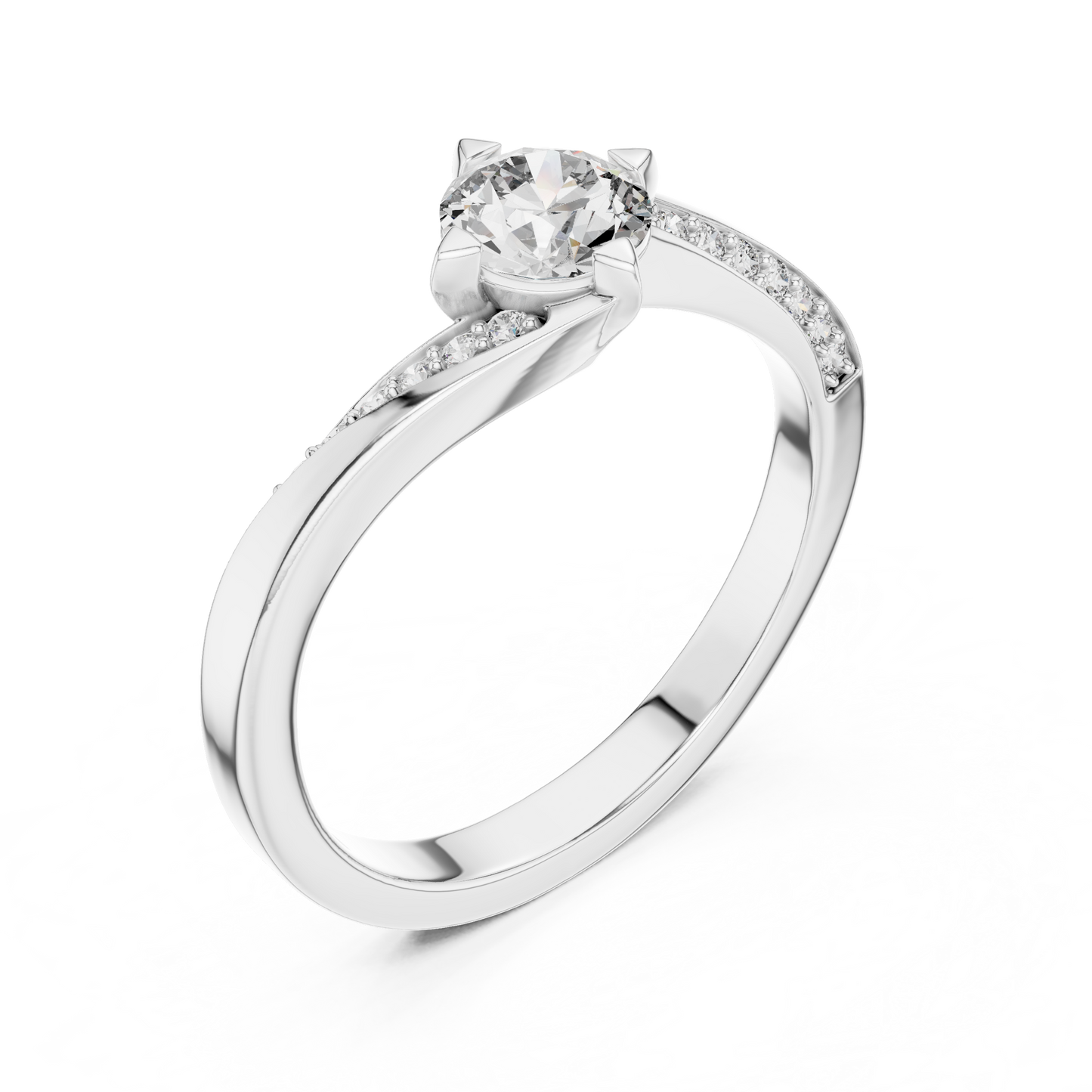 Round Side Stone Lab Grown Diamond Ring
