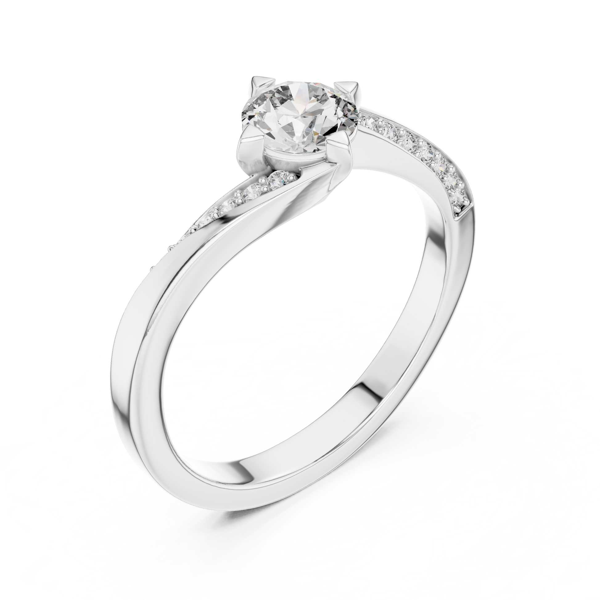 Round Side Stone Lab Grown Diamond Ring