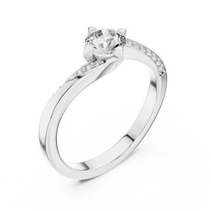 Round Side Stone Lab Grown Diamond Ring