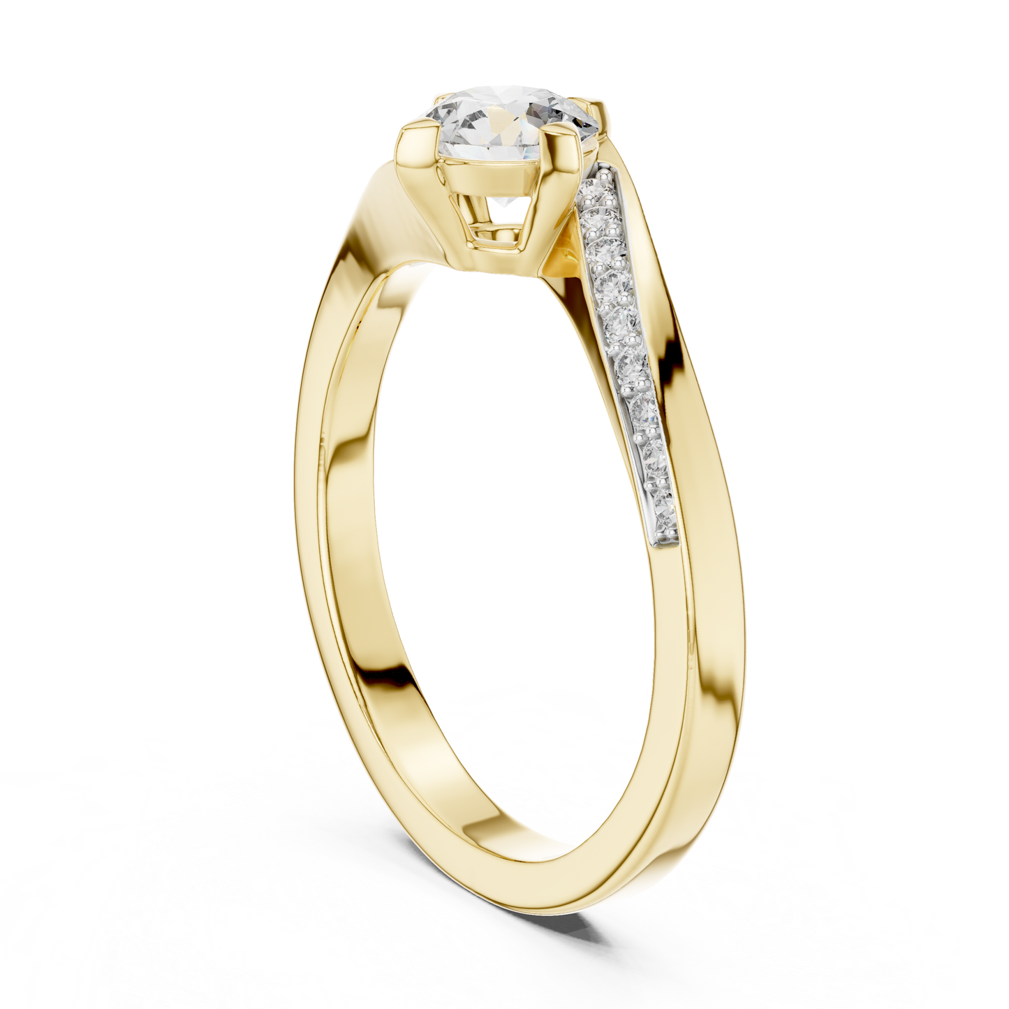 Round Side Stone Lab Grown Diamond Ring