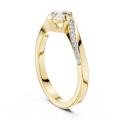 Round Side Stone Lab Grown Diamond Ring
