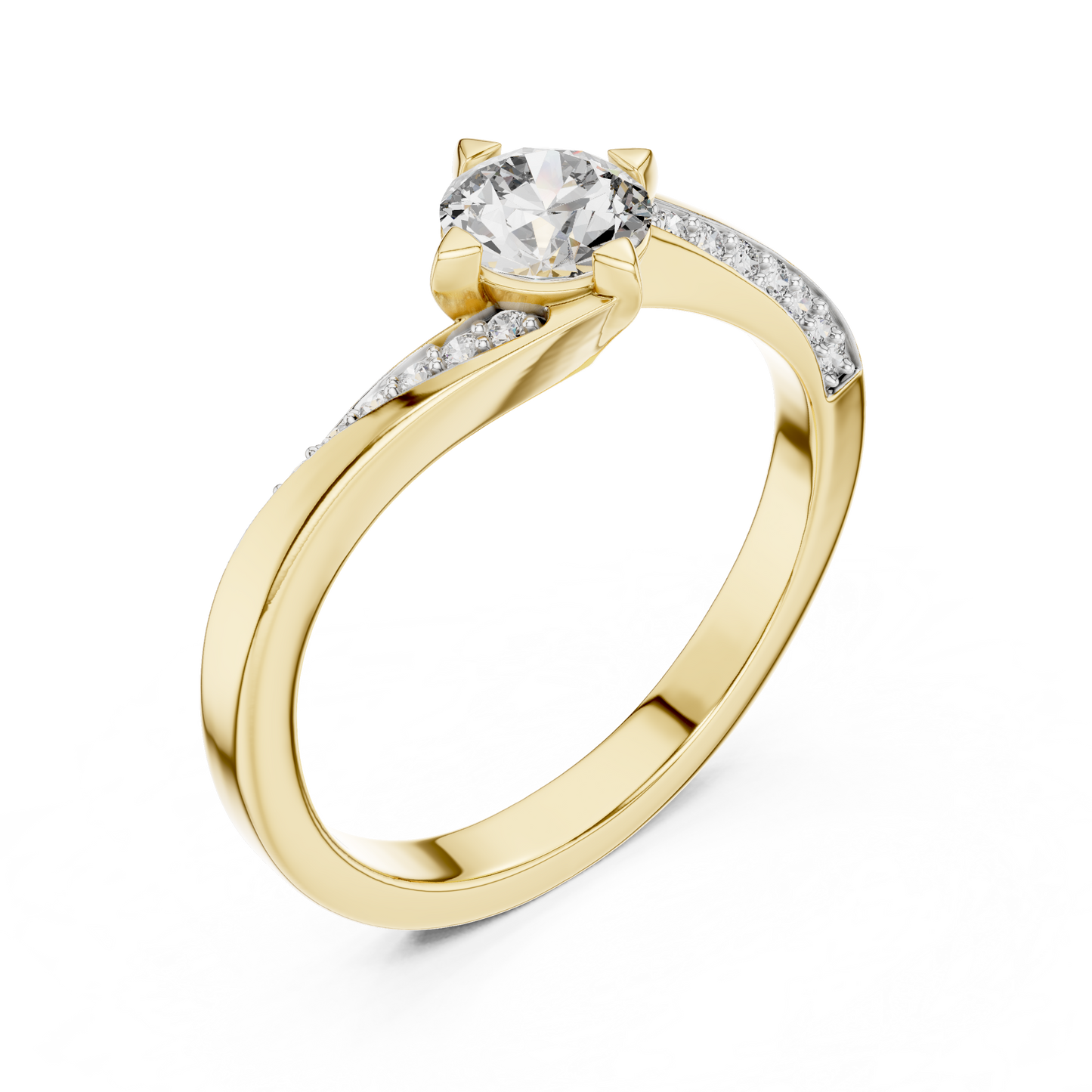 Round Side Stone Lab Grown Diamond Ring