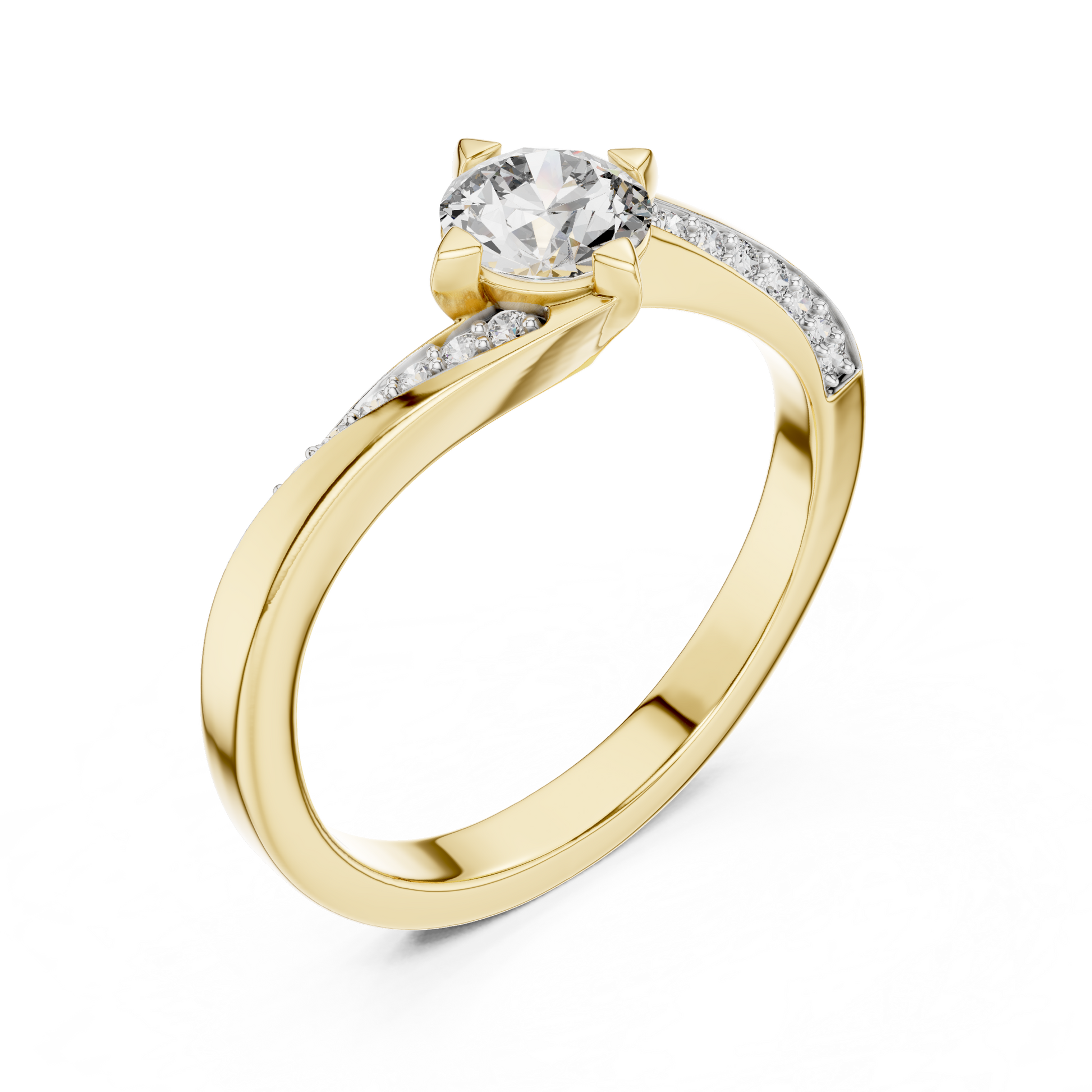 Round Side Stone Lab Grown Diamond Ring