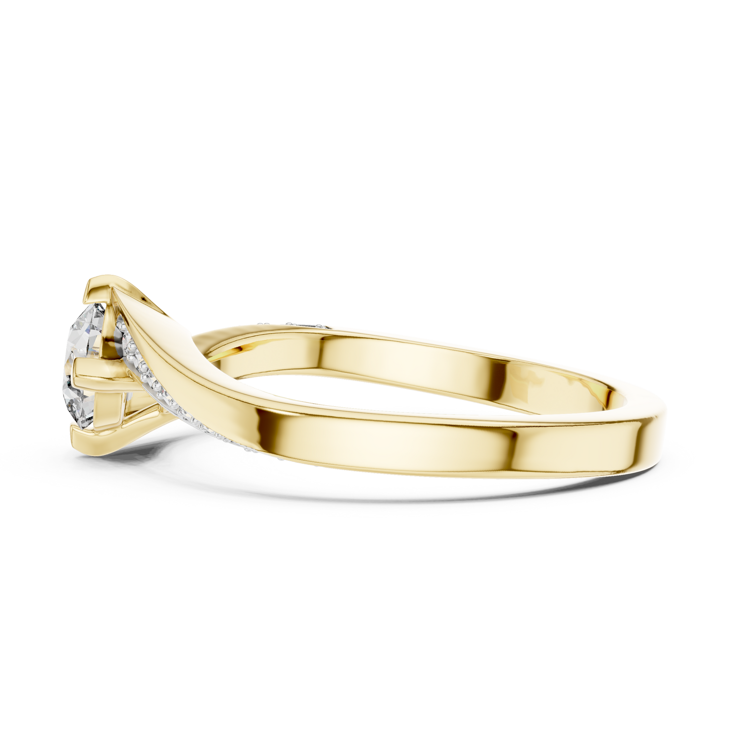 Round Side Stone Lab Grown Diamond Ring