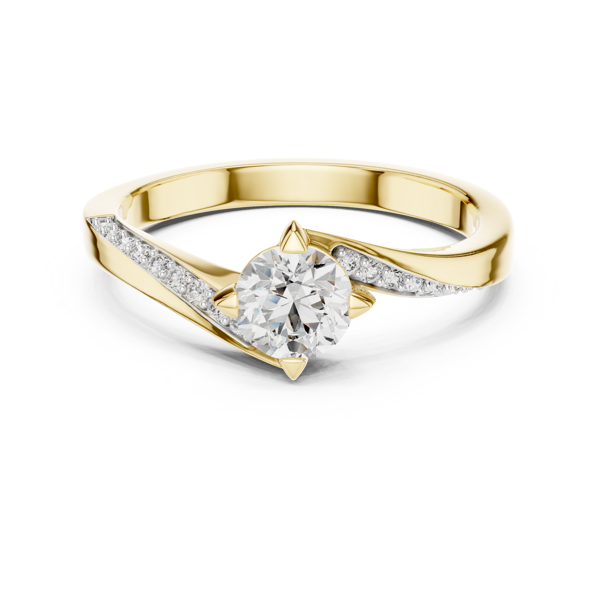 Round Side Stone Lab Grown Diamond Ring