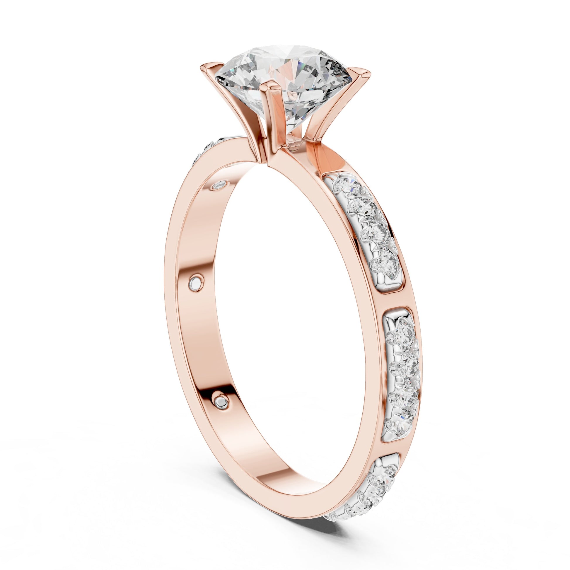 Round Side Stone Lab Grown Diamond Ring