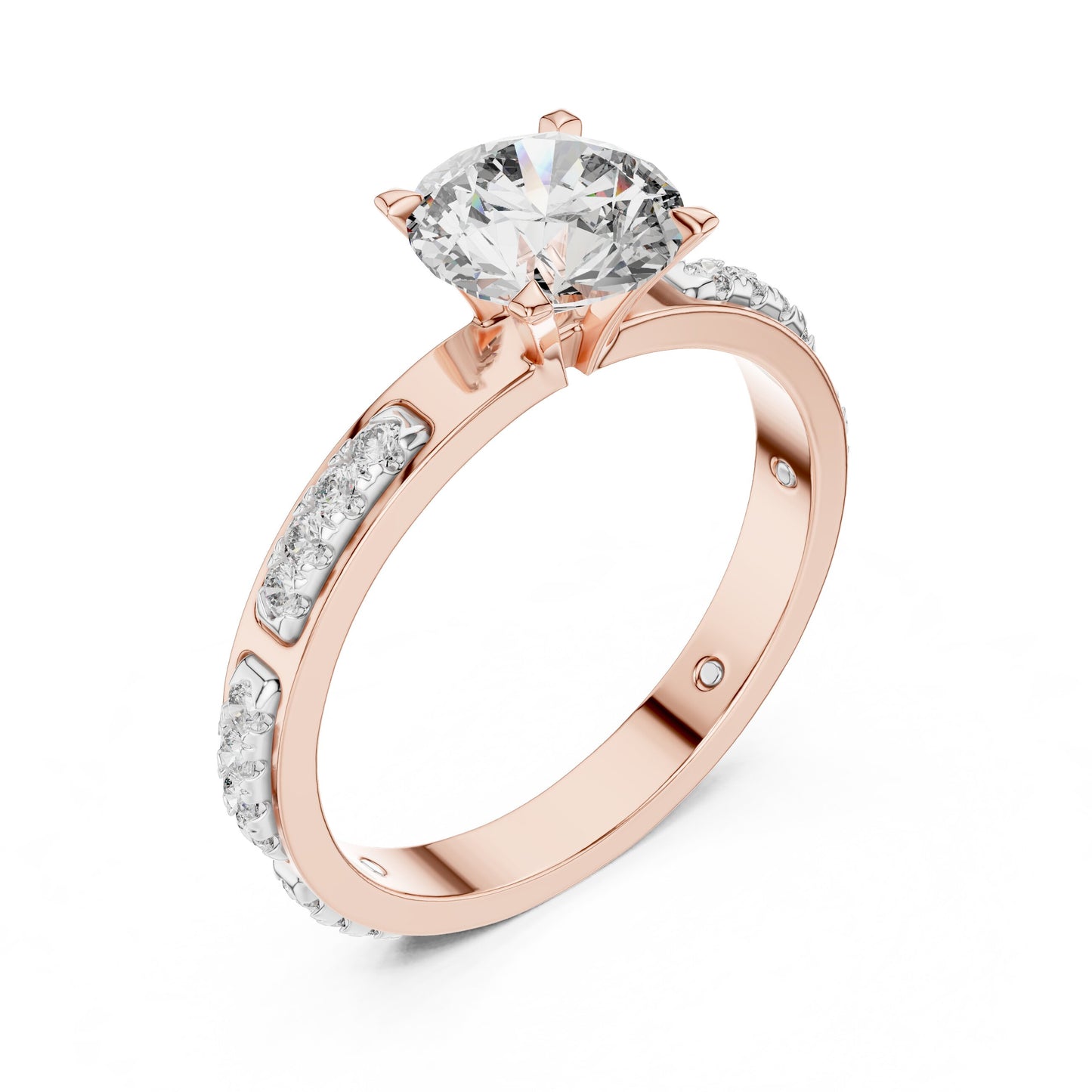 Round Side Stone Lab Grown Diamond Ring