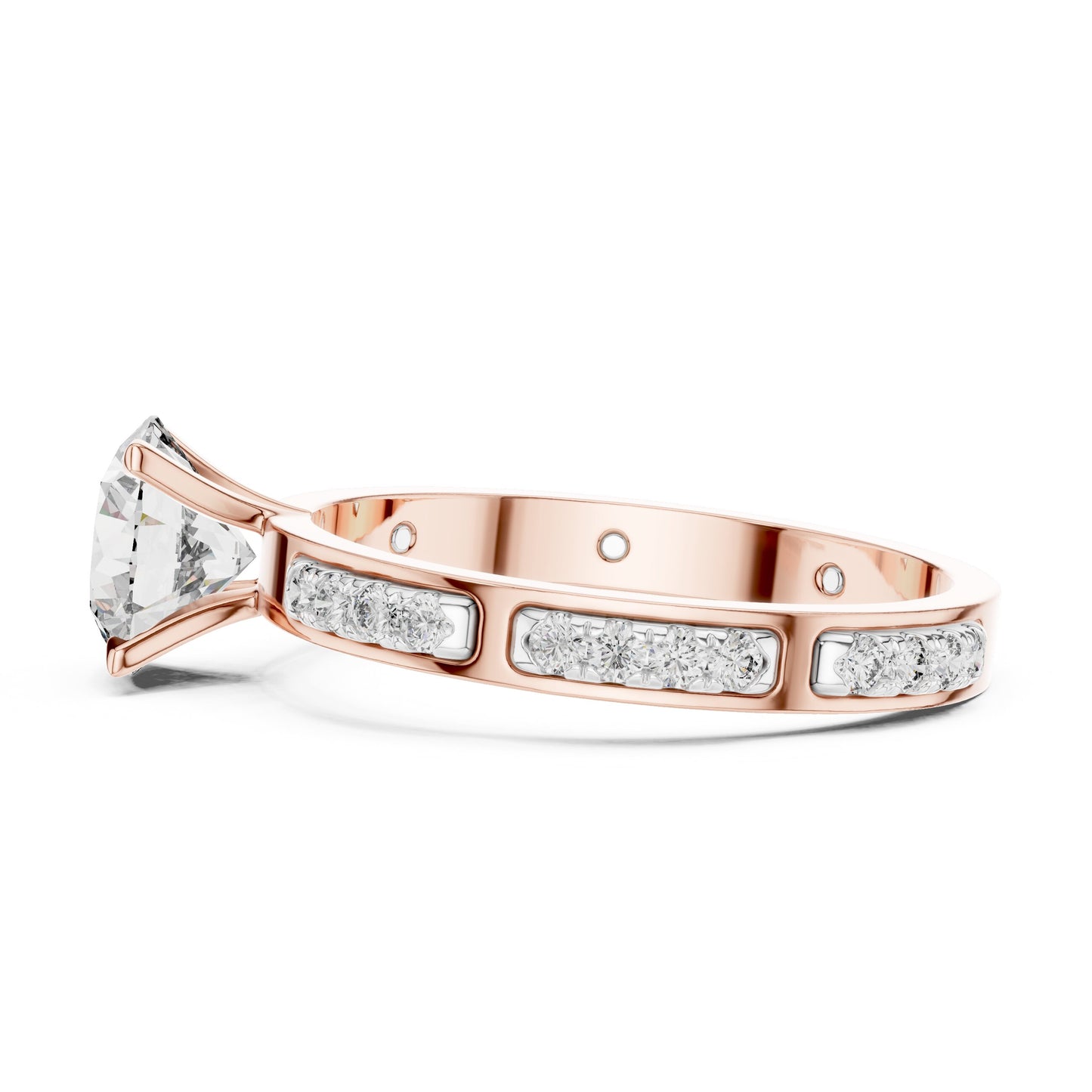Round Side Stone Lab Grown Diamond Ring