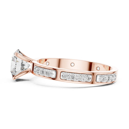 Round Side Stone Lab Grown Diamond Ring