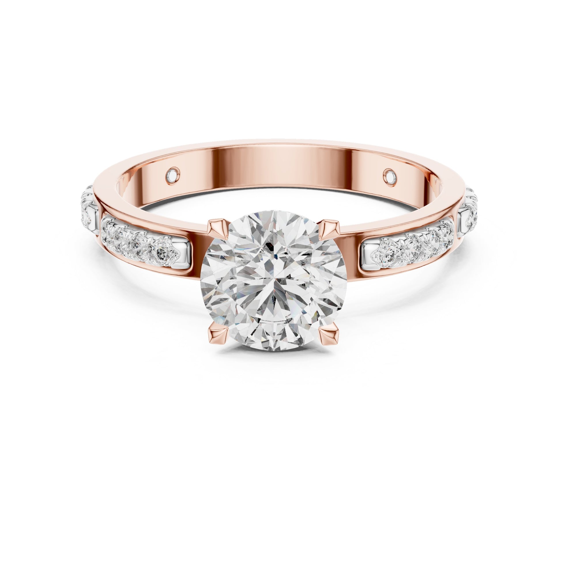 Round Side Stone Lab Grown Diamond Ring