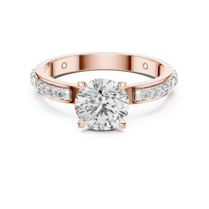 Round Side Stone Lab Grown Diamond Ring