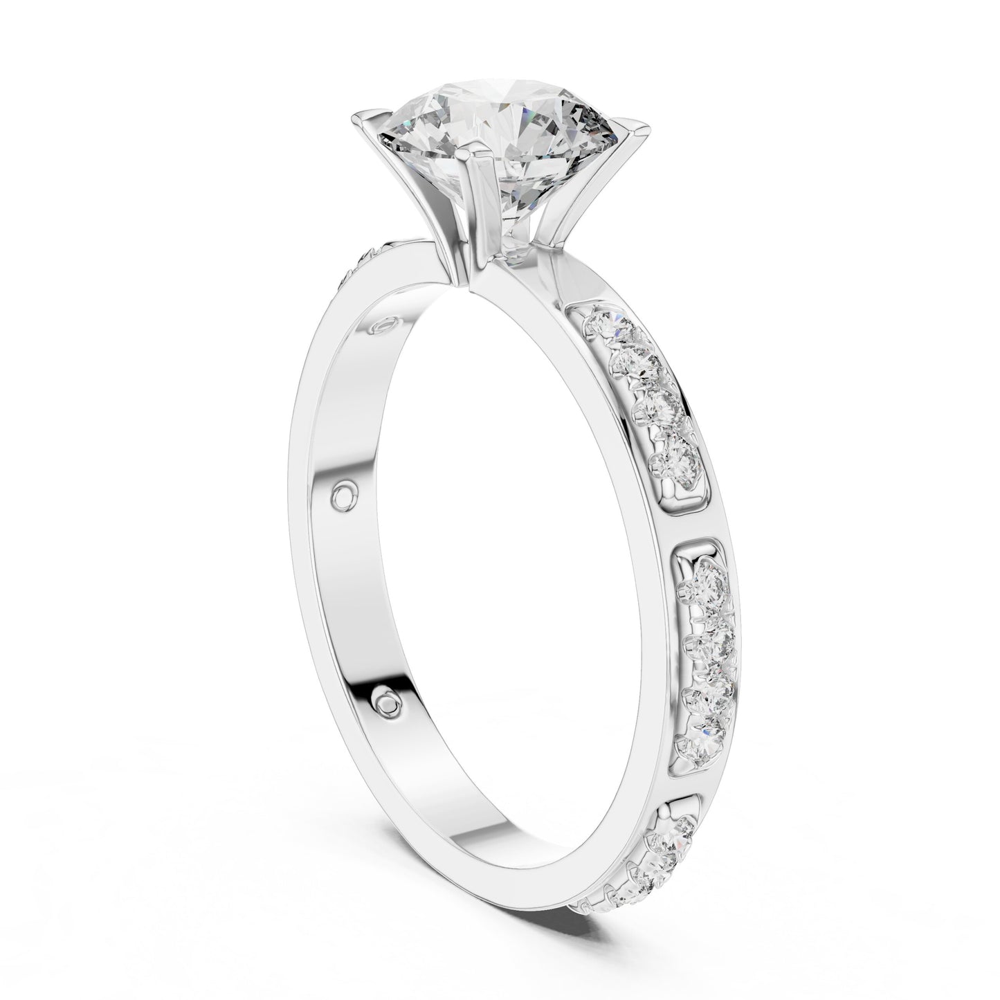 Round Side Stone Lab Grown Diamond Ring