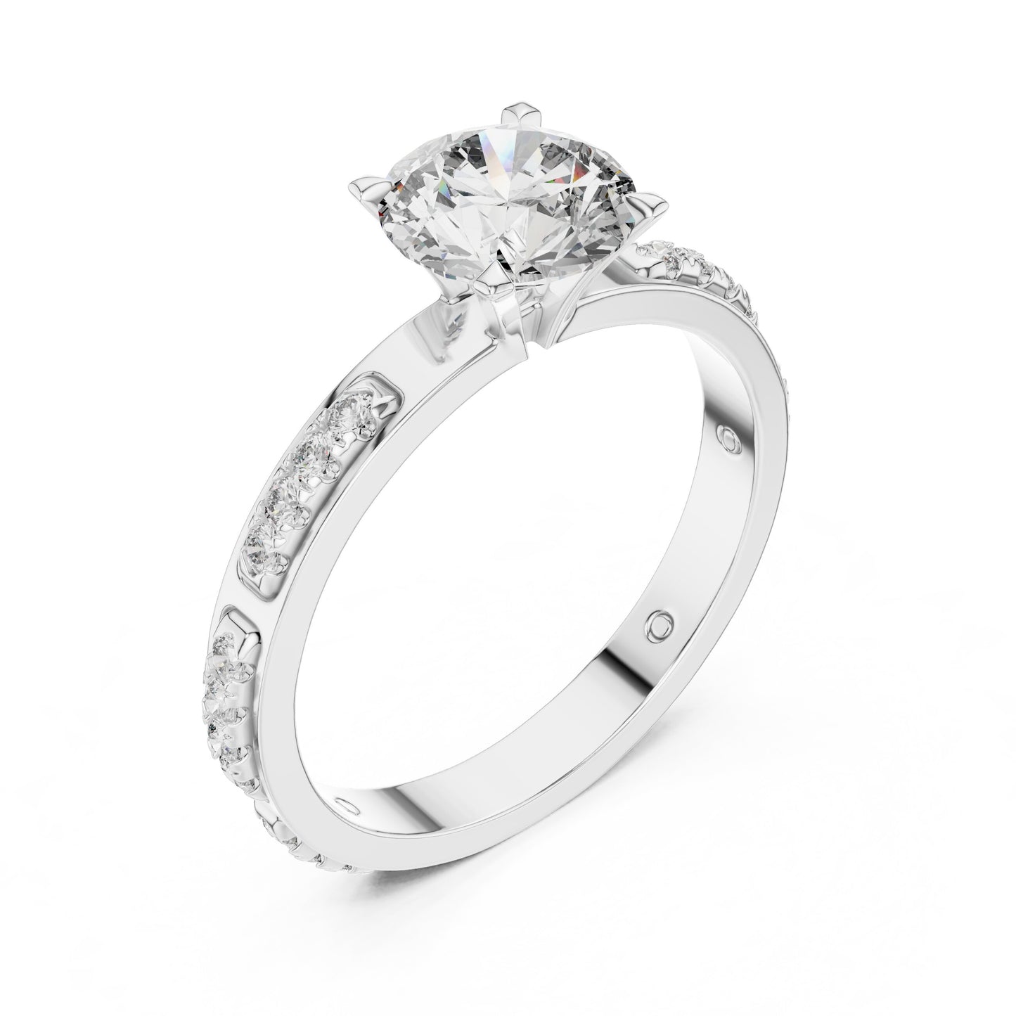 Round Side Stone Lab Grown Diamond Ring