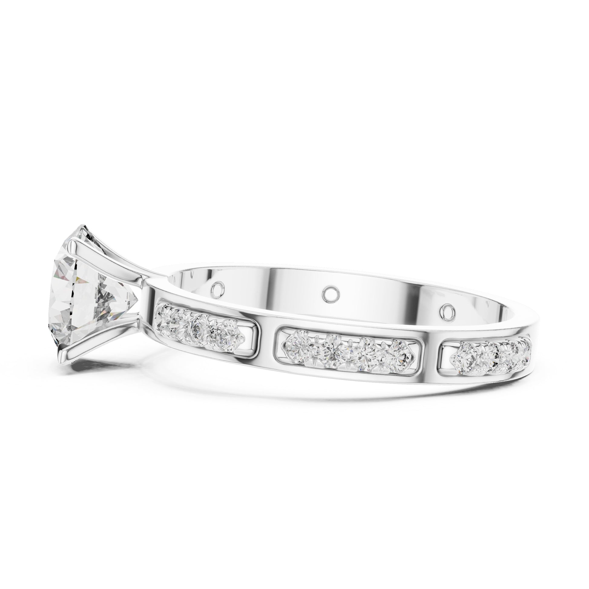 Round Side Stone Lab Grown Diamond Ring