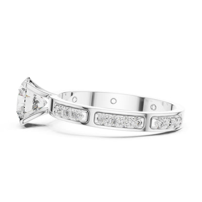 Round Side Stone Lab Grown Diamond Ring