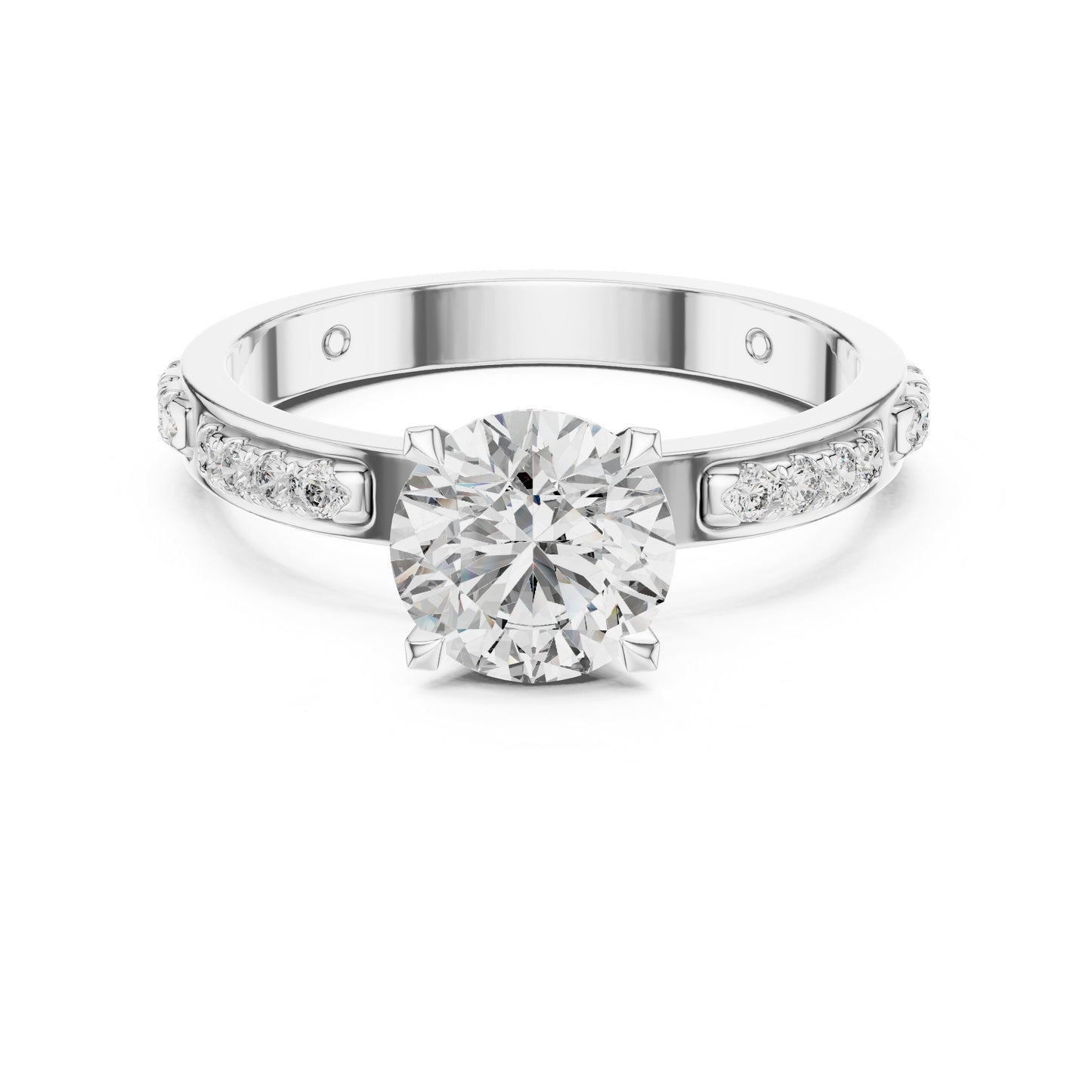 Round Side Stone Lab Grown Diamond Ring