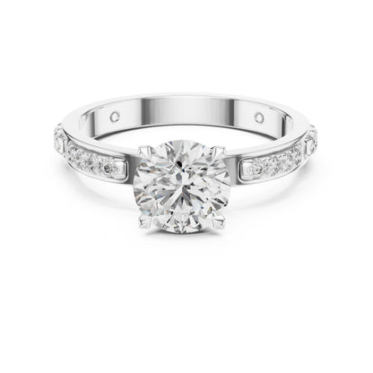 Round Side Stone Lab Grown Diamond Ring