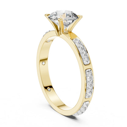 Round Side Stone Lab Grown Diamond Ring