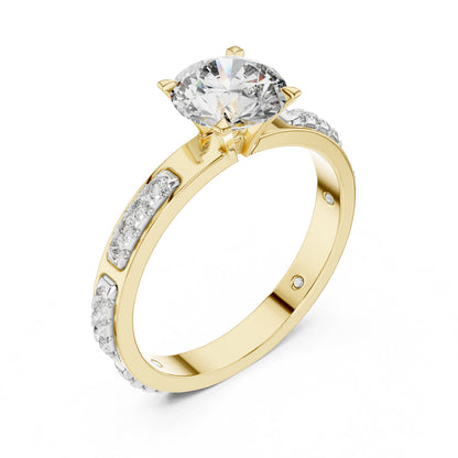 Round Side Stone Lab Grown Diamond Ring
