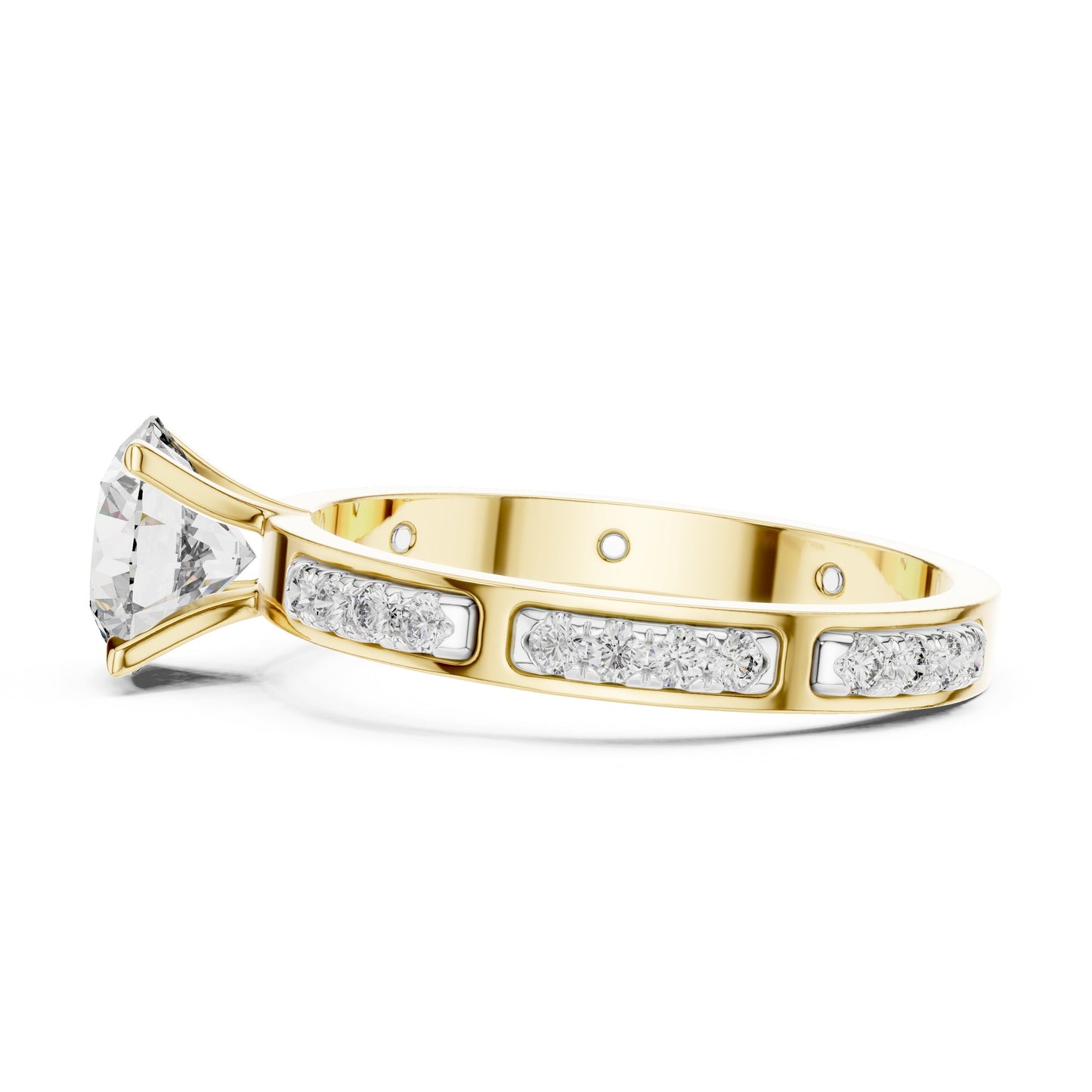 Round Side Stone Lab Grown Diamond Ring