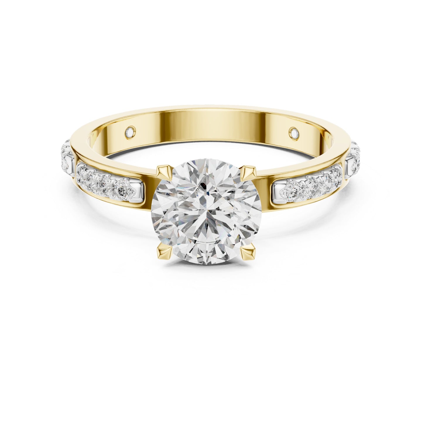 Round Side Stone Lab Grown Diamond Ring