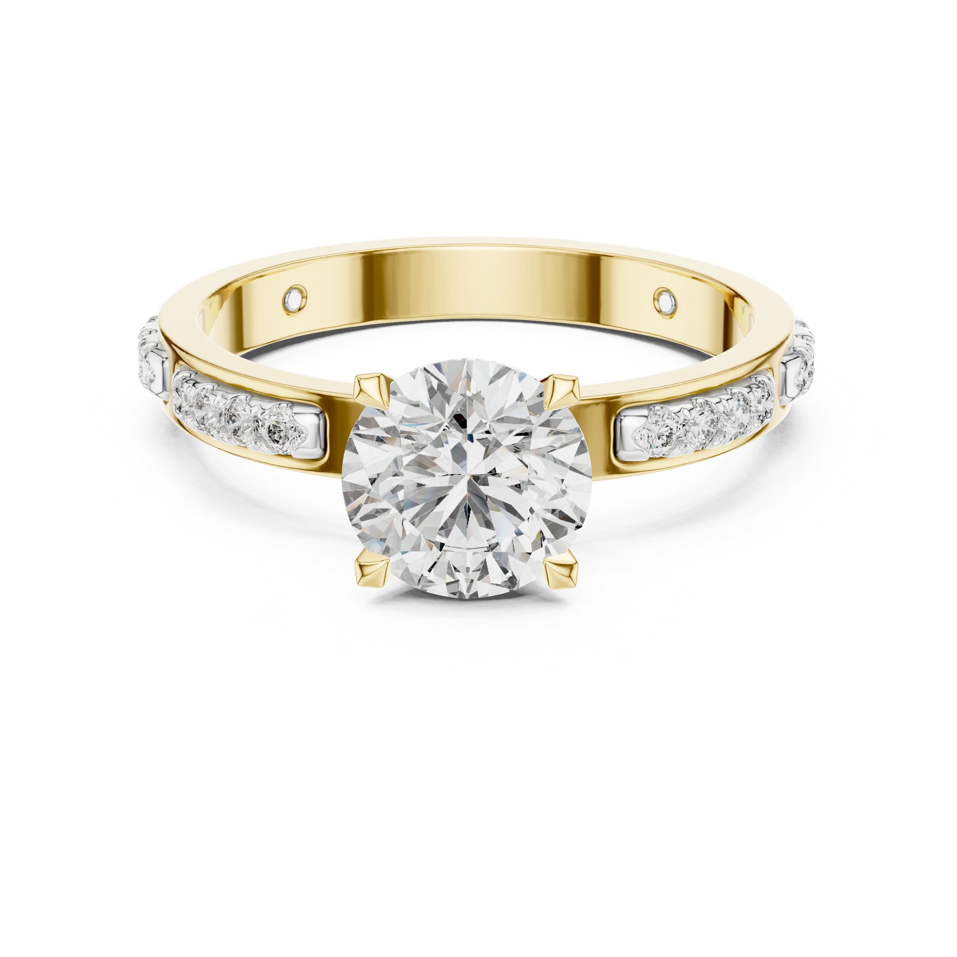 Round Side Stone Lab Grown Diamond Ring