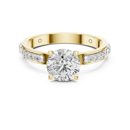 Round Side Stone Lab Grown Diamond Ring