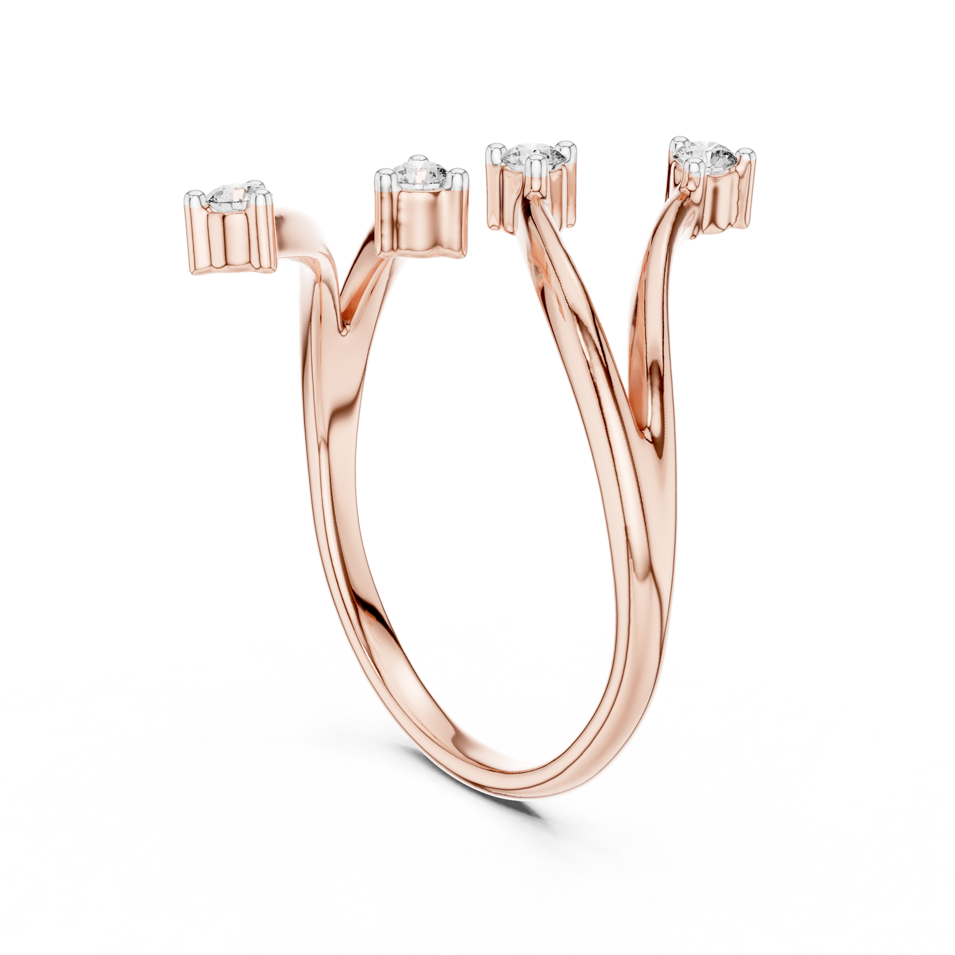 Round Side Stone Lab Grown Diamond Ring