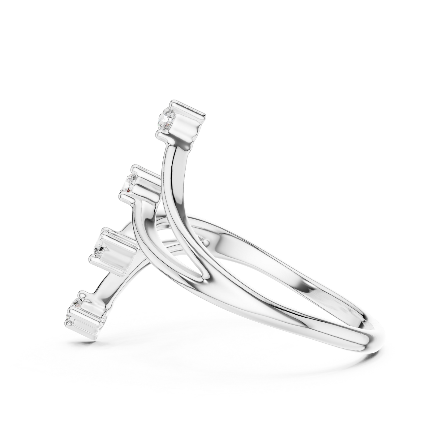 Round Side Stone Lab Grown Diamond Ring