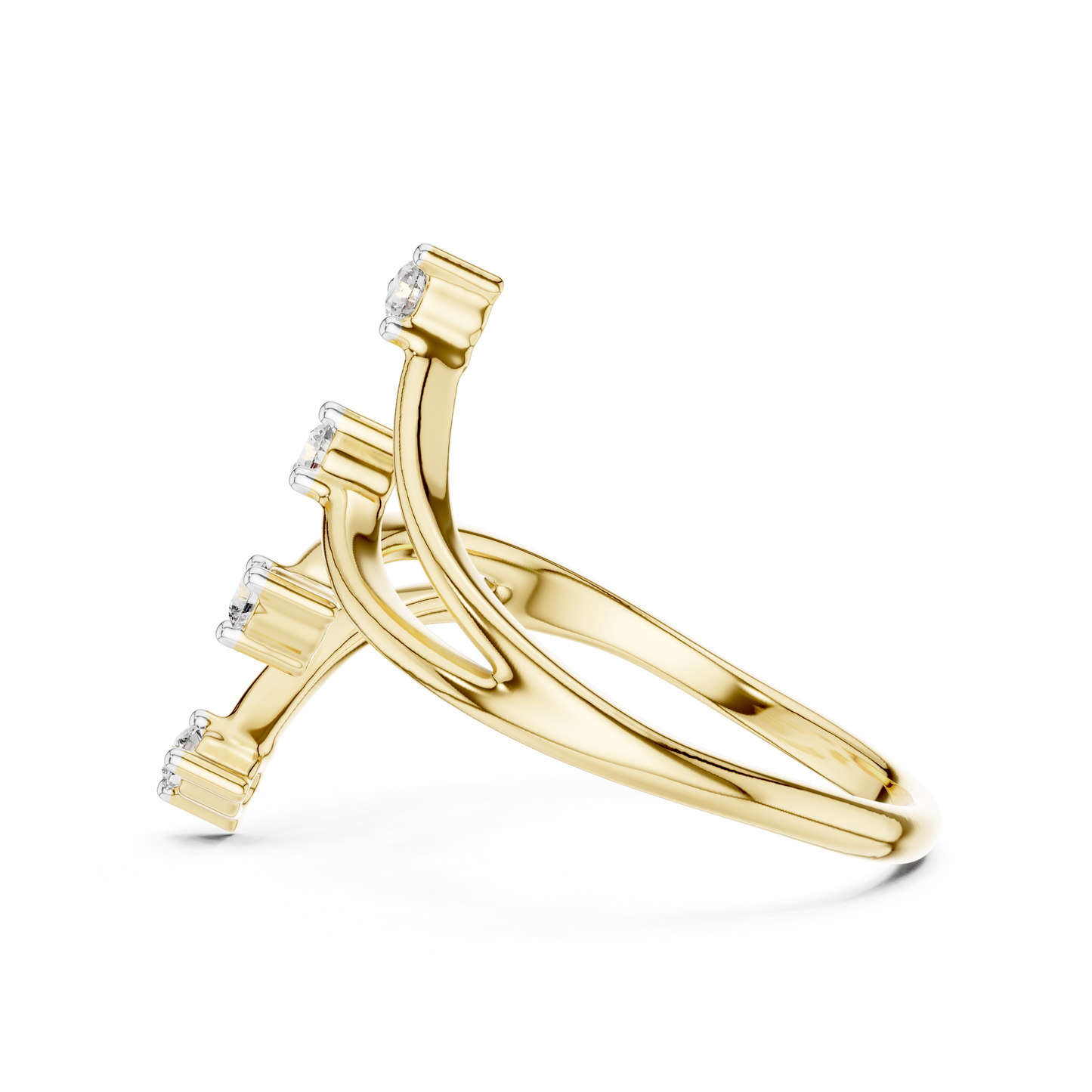 Round Side Stone Lab Grown Diamond Ring