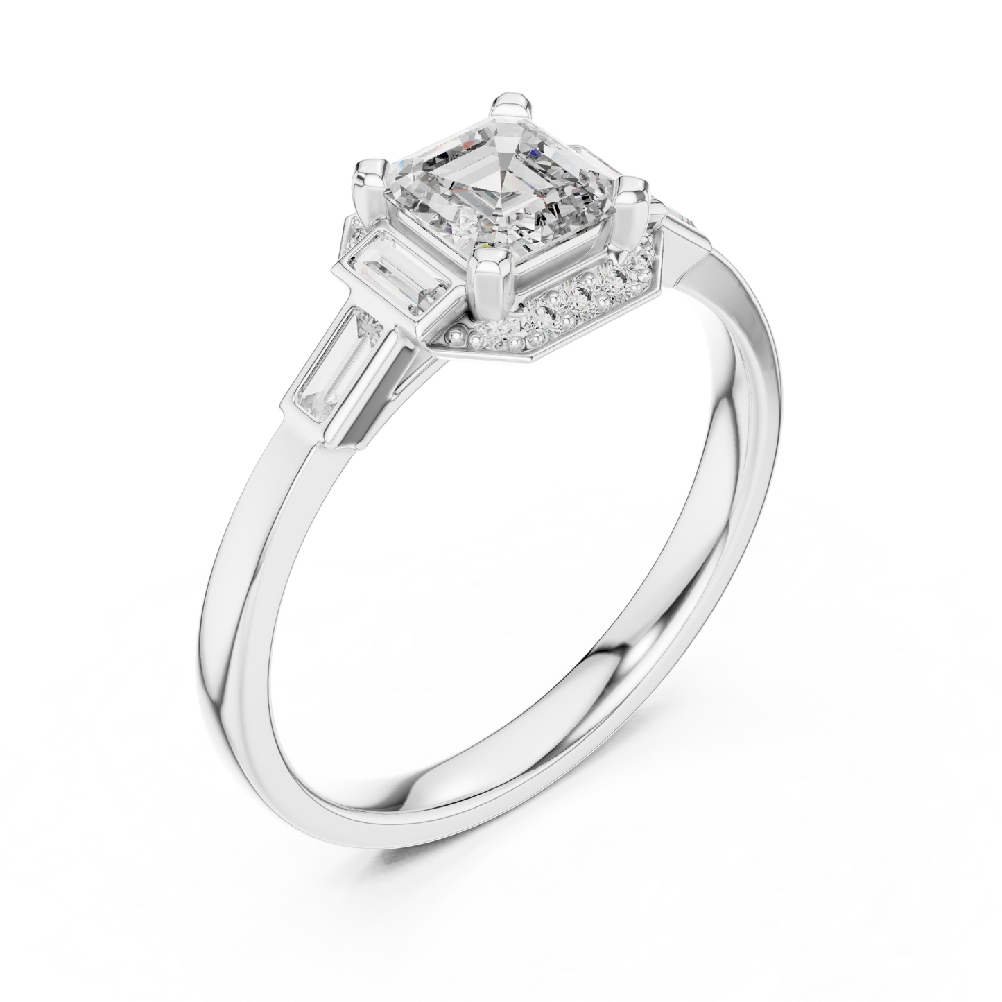 Mixed Shape Lab Grown Diamond Side Stone Ring