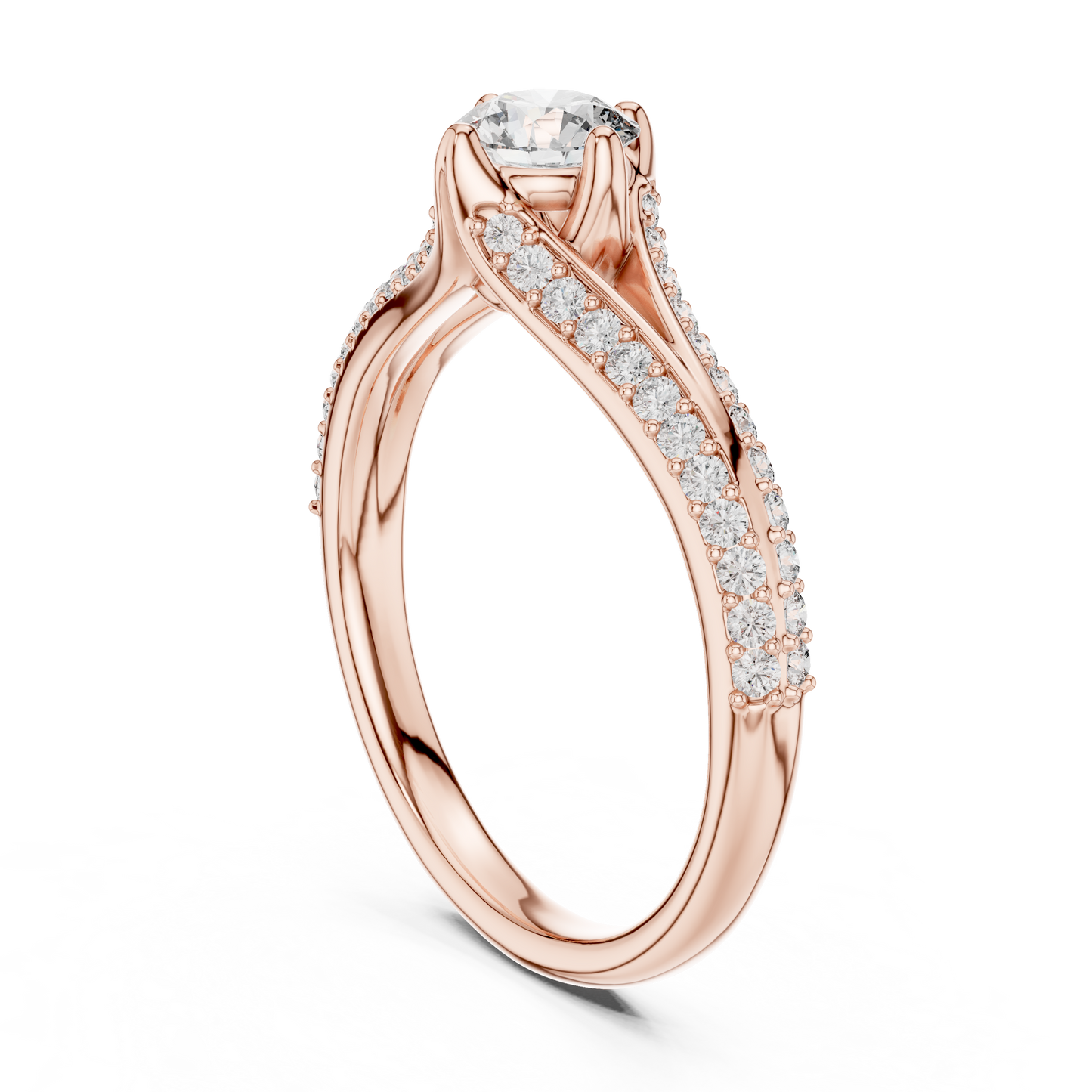 Round Side Stone Lab Grown Diamond Ring
