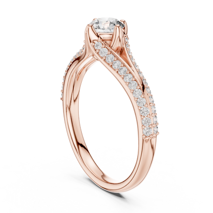 Round Side Stone Lab Grown Diamond Ring