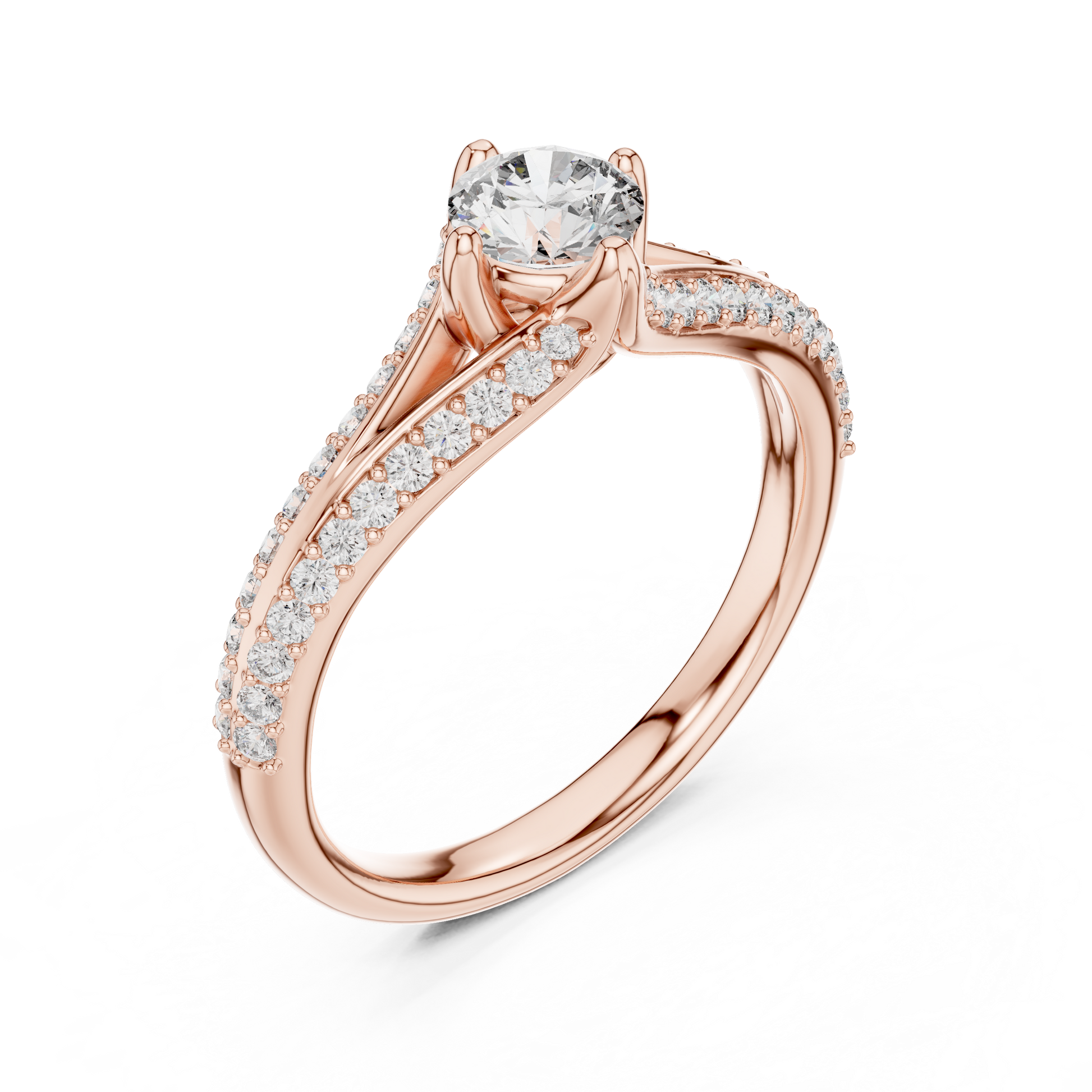 Round Side Stone Lab Grown Diamond Ring