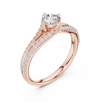 Round Side Stone Lab Grown Diamond Ring