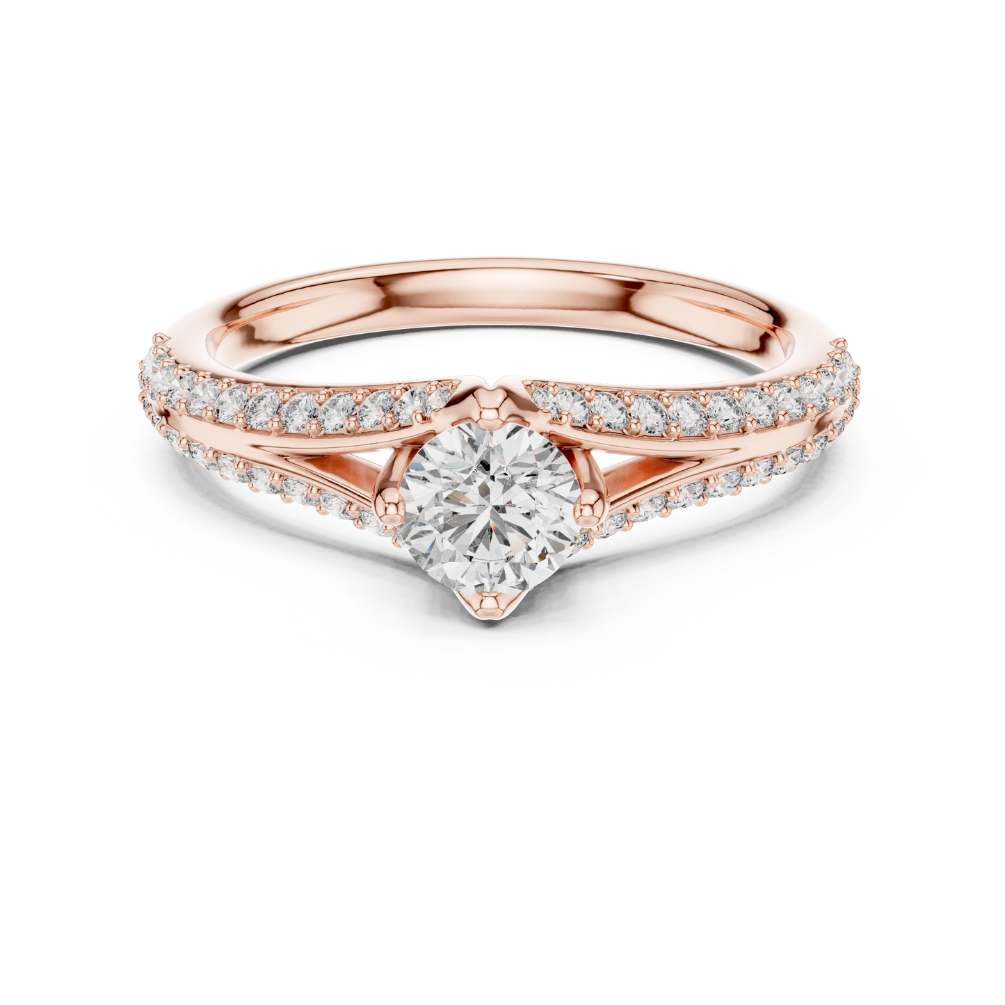 Round Side Stone Lab Grown Diamond Ring