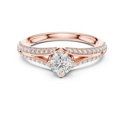 Round Side Stone Lab Grown Diamond Ring