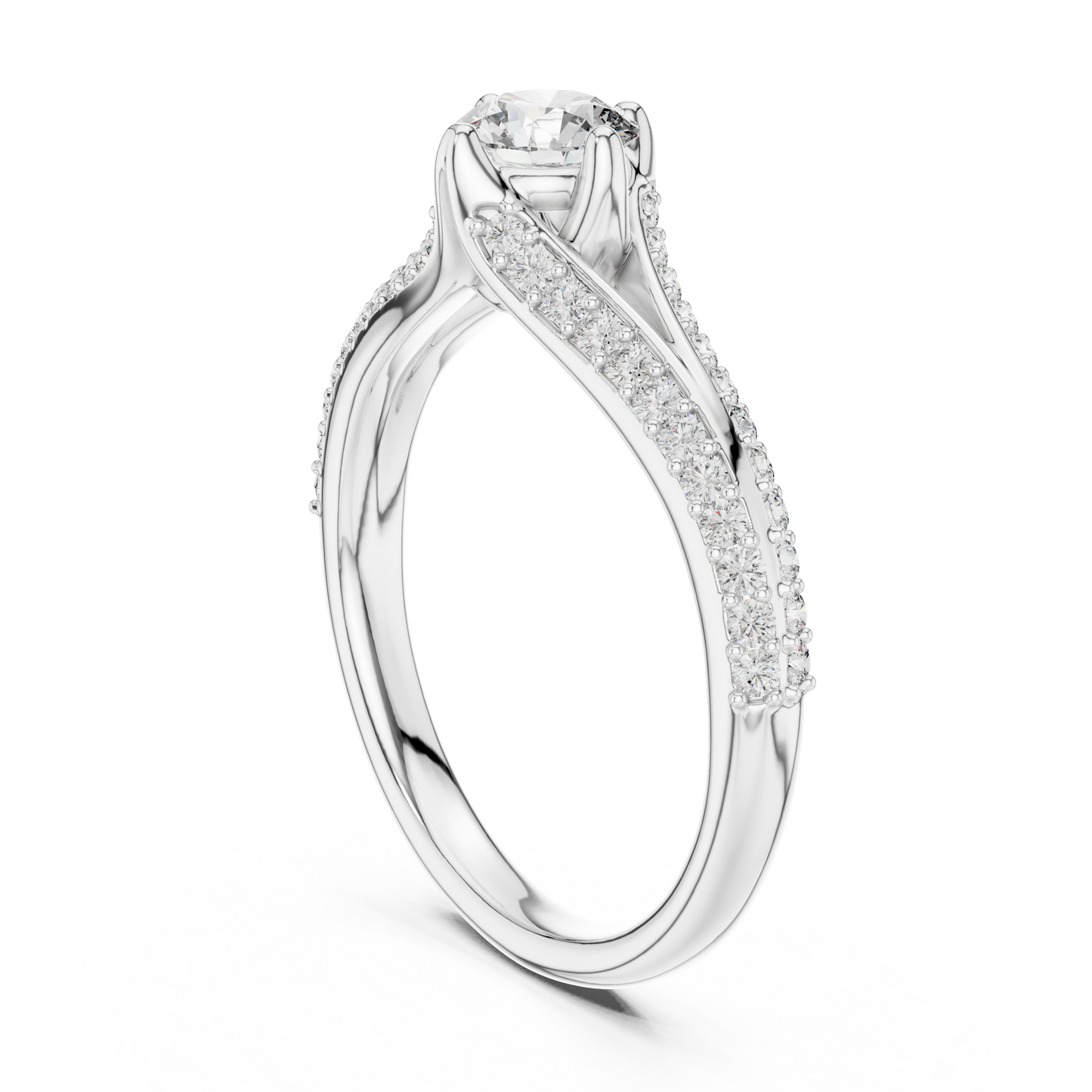 Round Side Stone Lab Grown Diamond Ring