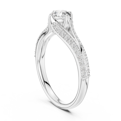 Round Side Stone Lab Grown Diamond Ring