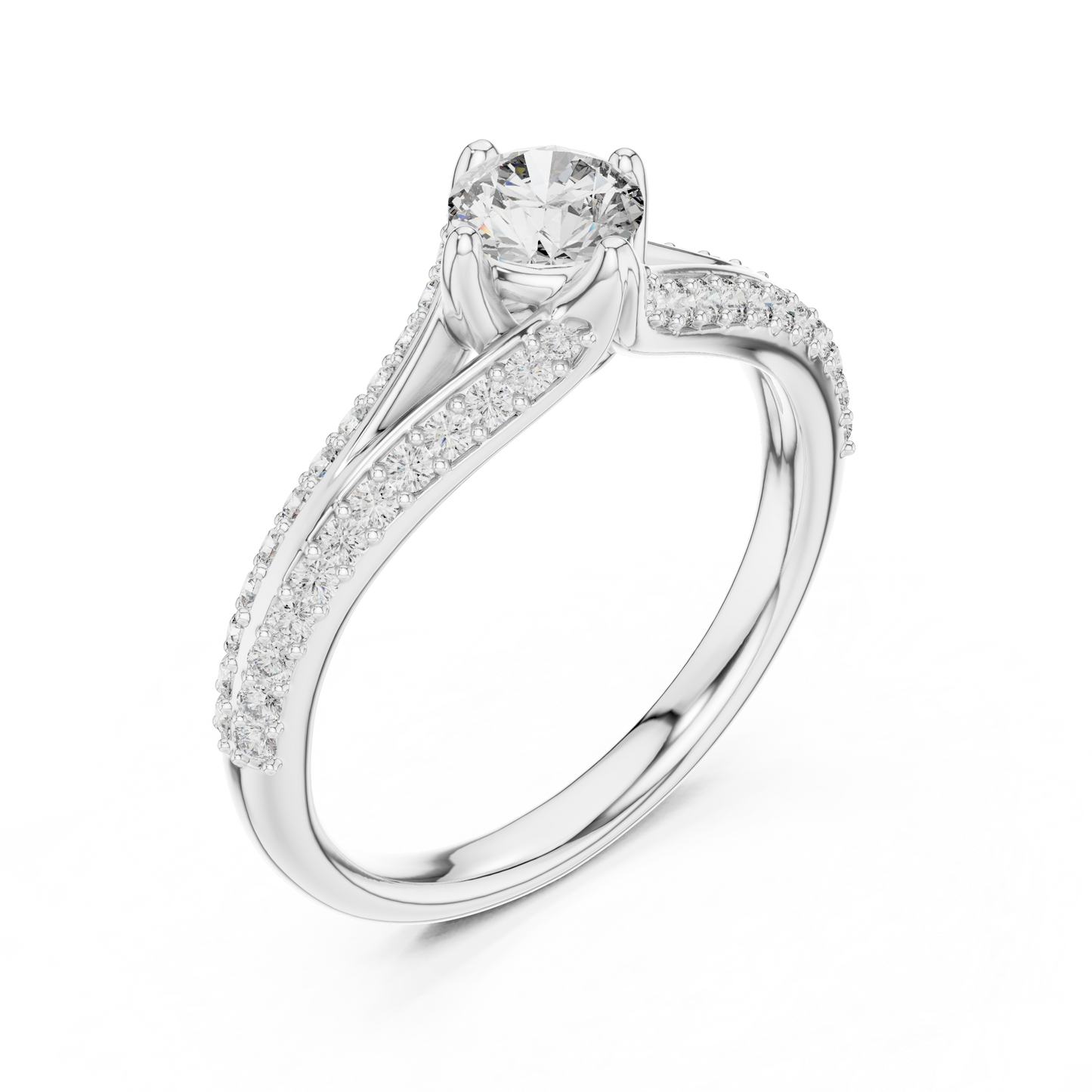 Round Side Stone Lab Grown Diamond Ring