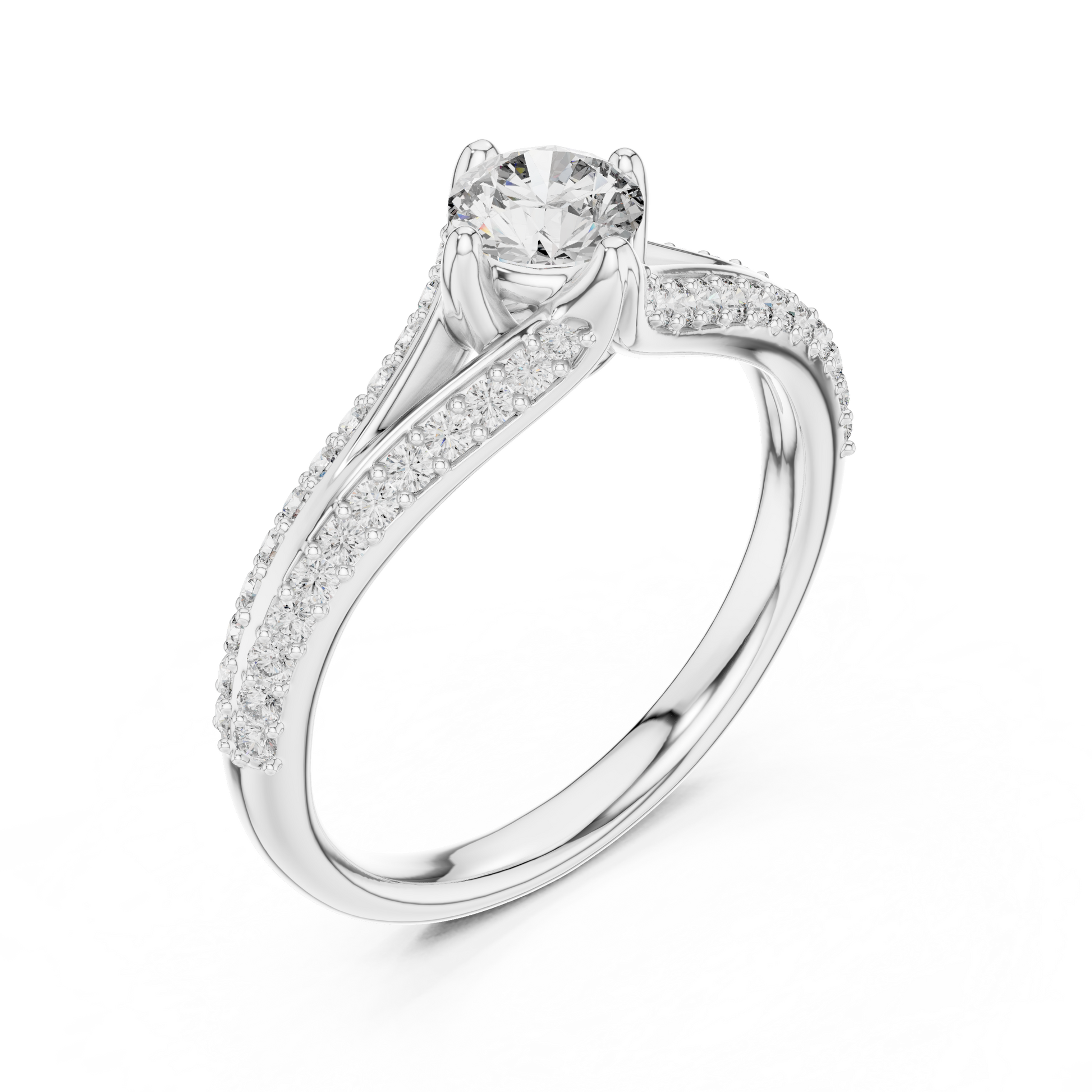 Round Side Stone Lab Grown Diamond Ring