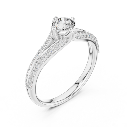 Round Side Stone Lab Grown Diamond Ring