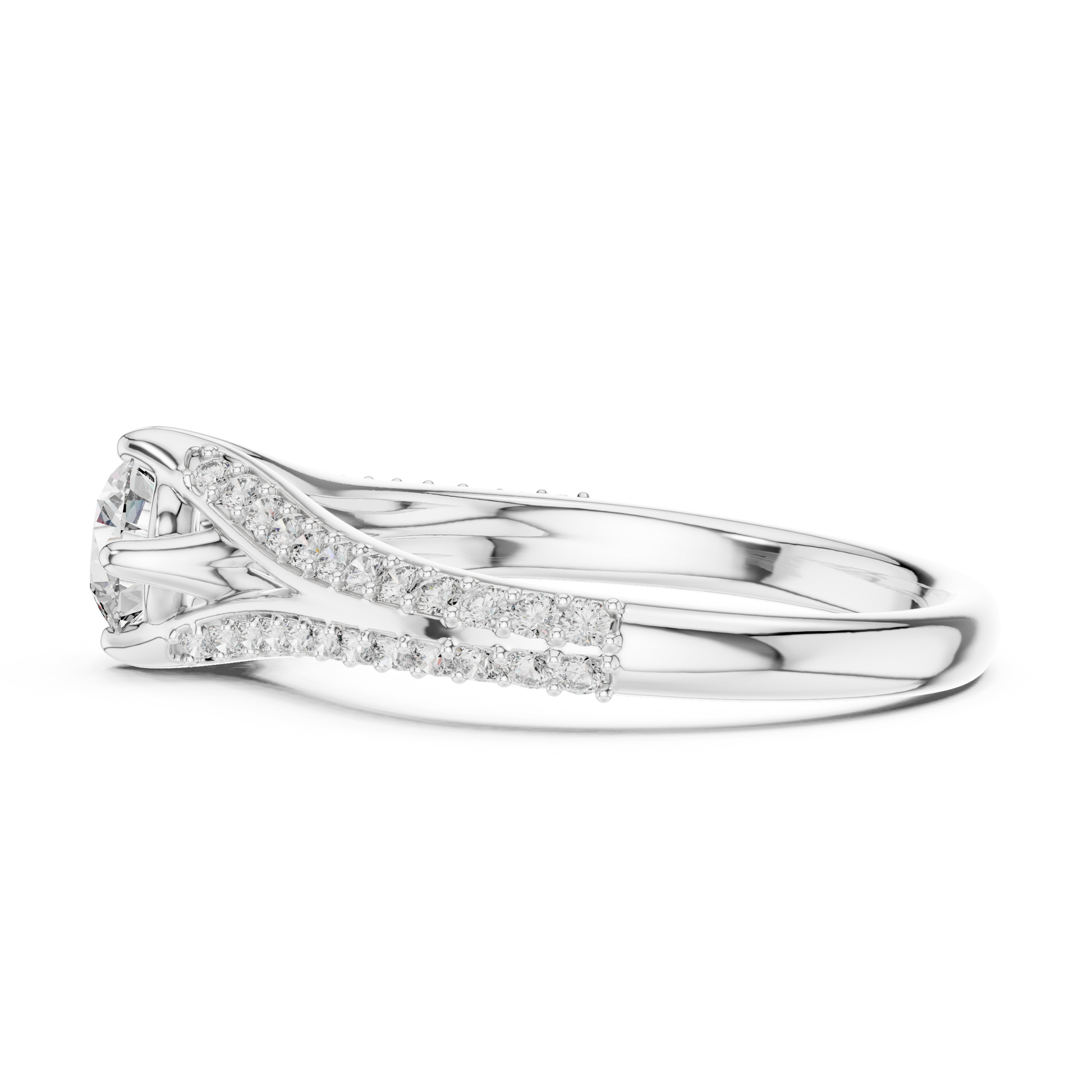 Round Side Stone Lab Grown Diamond Ring
