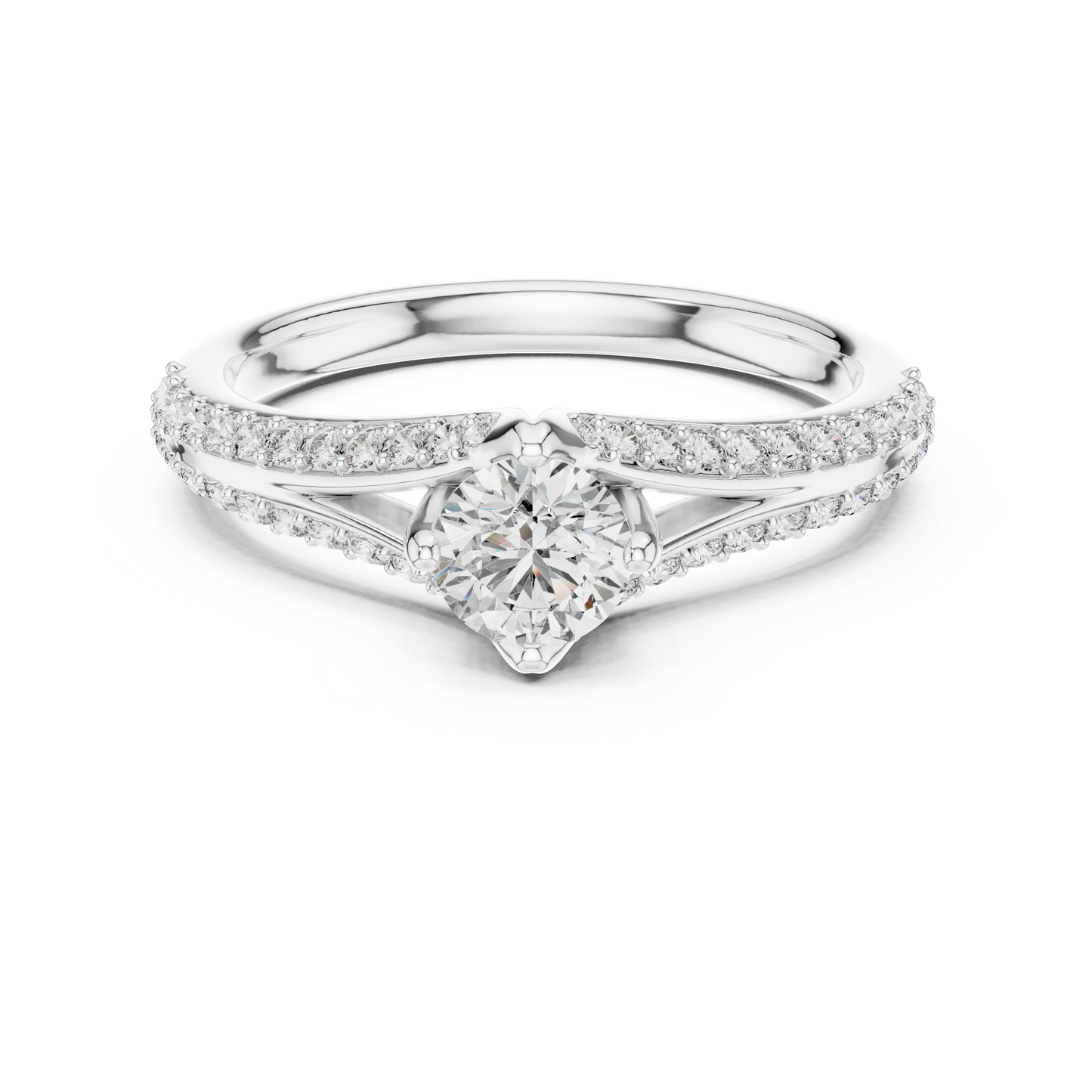 Round Side Stone Lab Grown Diamond Ring